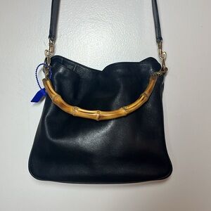 Gucci Lady Diana Two way purse Black w bamboo handles